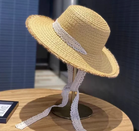Topi Matahari Jerami Liburan Musim Panas yang Ditenun