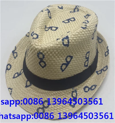 Topi Fedora Jerami dengan Pola Cetak