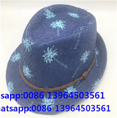 Topi matahari koboi jerami biru
