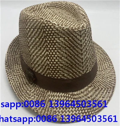 Topi Jerami Pria Boho Bertepi Pendek