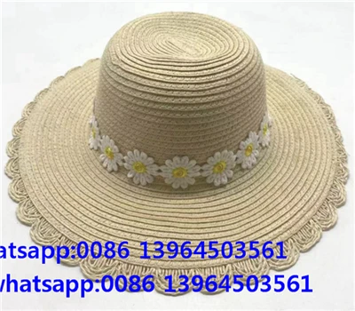 Topi Wanita dari Kertas Jerami Anyaman dengan Pita Daisy