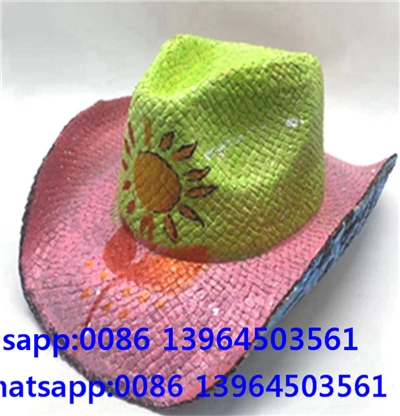 Topi Jerami Kertas Tenun Tangan dengan Lukisan