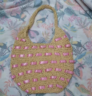 Tas Bahu Rajut Kertas Rajut