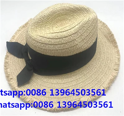 Topi Jerami Fedora Rumbai Pita Hitam