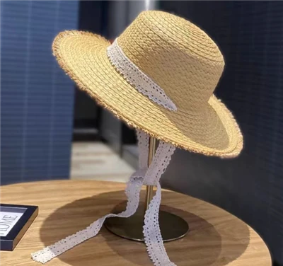 Topi Matahari Jerami Liburan Musim Panas yang Ditenun