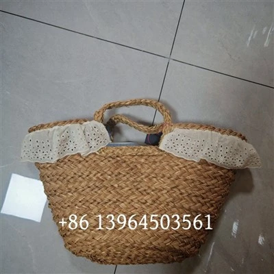 Tas jinjing pantai keranjang jerami asli