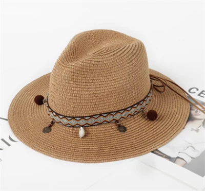 Topi Pantai Wanita dari Pita Jerami