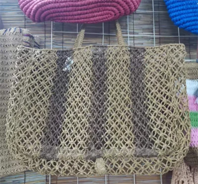 Tas Tote Wanita Berongga Besar Tenun Tangan Coklat
