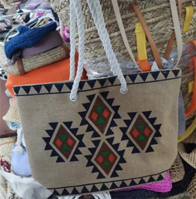 Tas Tote Linen Dengan Pola Cetak
