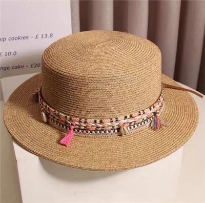 Topi Jerami Kertas Coklat Boho Chic untuk Wanita