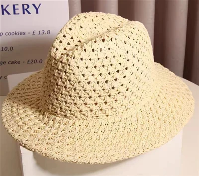Topi Wanita Staw Buatan Tangan Berongga Bunga