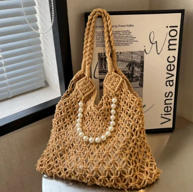 Tas Wanita Berongga Coklat Tali Katun Buatan Tangan